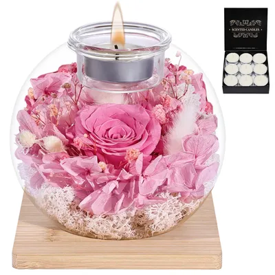 Produktbild von Eingetrocknete Rosen in einer Glaskuppel zur Dekoration