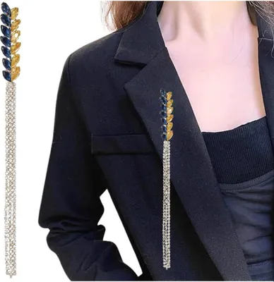 Image de Camerazar Broche en or avec oreilles de blé bleu et glands