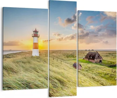 Produktbild von Bild auf Leinwand - Leinwandbild - Leuchtturm Meer - 95x80cm - Wand Bild - Wanddeko - Wandbilder - Leinwanddruck - Bilder - Kunstdruck - Wanddekoration - Leinwand bilder - Wandkunst - CB95x80-3695