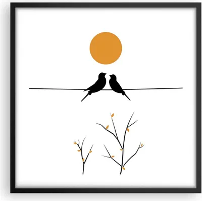Produktbild von Gerahmtes Poster - Schwarzer Rahmen - Bild Vögel Sonne - 50x50 cm - Wand Bild - Wanddeko - Wandbilder - Kunstposter - Wandposter - Bilderrahmen - Bilder - Kunstdruck - Wanddekoration - P2BAC50x50-4772