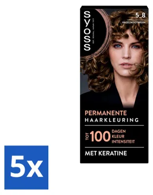 Image de 5 x Coloration permanente pour cheveux SYOSS, nuance 5-8, brun noisette - Pack avantageux - 5 pièces