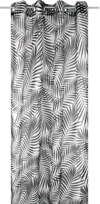 Zdjęcie produktu dla Woal firanowy z oczkami, szalik z oczkami dekoracyjny (czarno-biały) w rozmiarze: 140x245cm