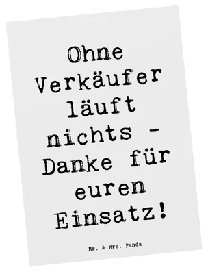 Produktbild von Mr. & Mrs. Panda Postkarte Spruch Verkäufer Helden - Weiß - Geschenk, Handgefertigt, Grußkarte, für, Aufmerksamkeit, Ansichtskarte, Bedanken, Danke sagen, Ansichtskarten