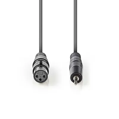 Produktbild von Nedis Balanced Audio-Kabel - XLR 3-Pin Buchse - 3.5 mm Stecker - Vernickelt - 1.00 m - Rund - PVC - Dunkelgrau - Kartonhülle