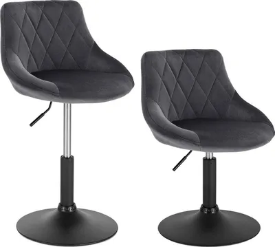 Produktbild von Barhocker Delvia – Industrial – Blau – Barhocker-2er Set– Barstuhl mit Rückenlehne – Küchenstuhl – Höhenverstellbar – Samt