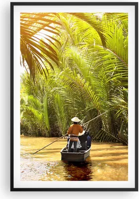Produktbild von Gerahmtes Poster - Schwarzer Rahmen - Fluss Mekong £ódŸ - 61x91,5 cm - Wand Bild - Wanddeko - Wandbilder - Kunstposter - Wandposter - Bilderrahmen - Bilder - Kunstdruck - P2BPA61x91-4695