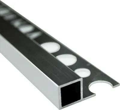 Produktbild von Alu Vierkant Quadrat Profil Fliesenschiene Schiene silber L270cm H10mm poliert