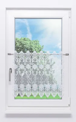 Produktbild von Scheibengardine Plauener Spitze - Spitzenblume (Bx H) 72.90cm * 58cm Weiß/weiß