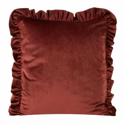 Zdjęcie produktu dla Poszewka dekoracyjna 45x45 Velvet 25 ceglana aksamitna falbanka Eurofirany