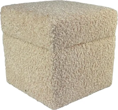 Zdjęcie produktu dla Pufa otwierana ROLF 40x40 cm tkanina bouclé baranek ze schowkiem siedzisko do salonu beżowa