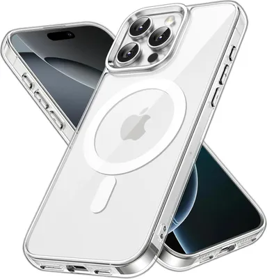 Produktbild von Schutzhülle für iPhone 16 Pro Max Hülle MagSafe kompatibel Transparent Silikon Clear Case Cover Bumper