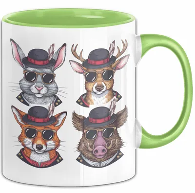 Produktbild von Jäger Tasse Geschenk Hase Wildschwein Fuchs Geschenkdiee Jagd (Grün)