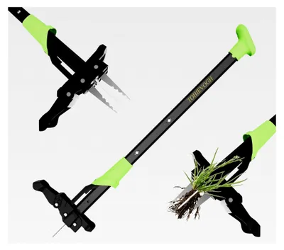 Produktbild von 100 cm Unkrautstecher, Stand-Up Unkrautentferner mit 4 Klauen, Langstieliger Unkrautentferner für Garten und Rasen, Wurzelentferner für Löwenzahn