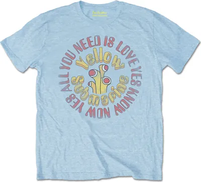 Produktbild von The Beatles Yellow Submarine All You Need Is Love Circle Vintage Light Blue XL T-Shirt