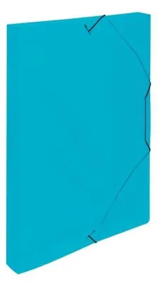 Image de Boîte de classement A4 avec élastique - translucide - dos 3 cm / bleu