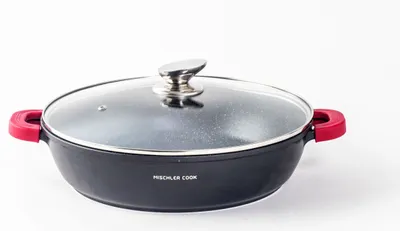 Produktbild von Niedriger Kochtopf Glasdeckel Ø36 cm Aluminium/Glas 2-tlg. 6,8 Liter