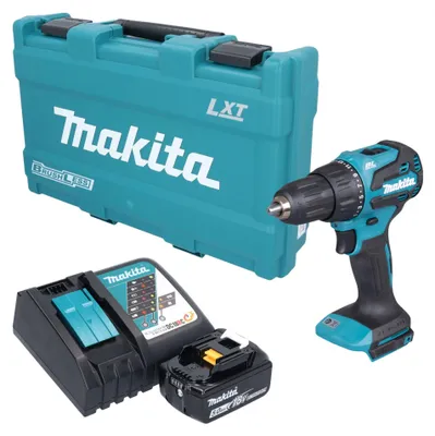 Image de Perceuse-visseuse à percussion sans fil Makita DHP 490 RT1K 18 V 65 Nm sans balais + 1 batterie 5,0 Ah + chargeur + mallette