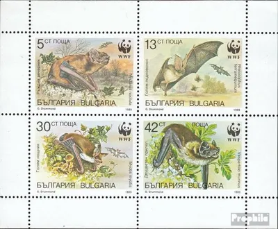 Produktbild von Briefmarken Bulgarien 1989 Mi 3741-3744 Kleinbogen (kompl.Ausg.) postfrisch Naturschutz: Fledermäuse
