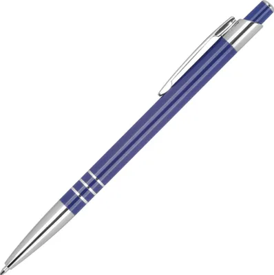 Produktbild von 10x Schlanker Kugelschreiber aus Metall / Farbe: blau