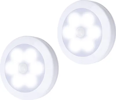 Produktbild von 2er Set LED Nachtlicht mit PIR Bewegungssensor Schrankleuchte Batteriebetriebene Unterbauleuchte, Kaltweiß