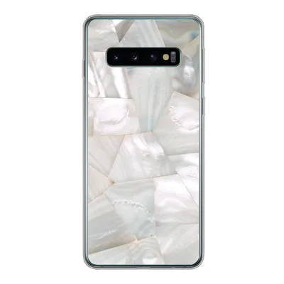 Produktbild von MuchoWow® Handyhülle Schutzhülle Hülle für Samsung Galaxy S10 Naturstein - Perlmutt - Weiß Silikon Softcase Handy Hülle - Handytasche