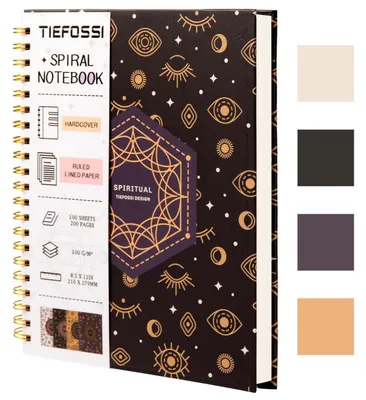 Produktbild von Spiral-Notizbuch A4 Schwarz mit Mond- und Sonnendesign, 200 Seiten, 100 g/m² Papier