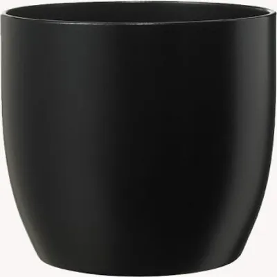 Produktbild von Blumentopf Übertopf BASEL Pflanztopf matt schwarz rund Keramik H 11 Ø 12 cm