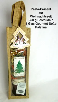 Produktbild von Festnudeln Präsent mit Gourmet-Soße in Jutetasche