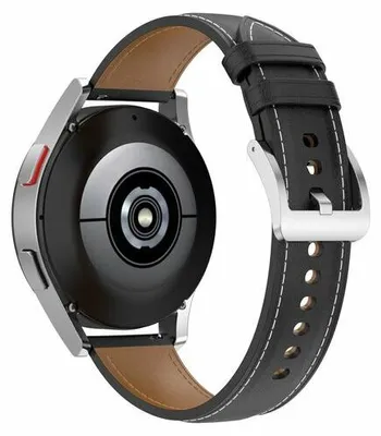 Produktbild von By Qubix Luxus Lederarmband - Schwarz - passend für Samsung Galaxy Watch 6 Classic - 47 mm & 43 mm