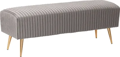 Obrázek produktu pro BELIANI lavice Čalouněná šedá sametová se zlatými kovovými nohami 118 cm. glamour