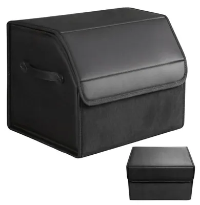 Productafbeelding van Opvouwbare bagageorganizer voor in de kofferbak, met deksel, 38x32x29 cm, leer, zwart