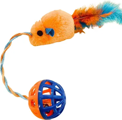 Produktbild von Interaktives Katzenmausspielzeug mit Glöckchen, Simulation Plüschmaus, Katzenkauspielzeug, Flauschige Katzenmäuse, Glöckchenspielzeug für Hauskatzen