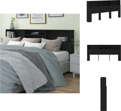 Immagine prodotto di vidaXL Testiera con mensole nera 220x19x103,5 cm - Testate e piedi