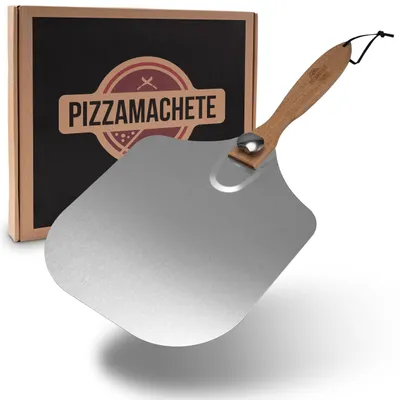 Pizzaschep Edelstahl 35,5x30,5 cm mit Holzgriff, abnehmbar