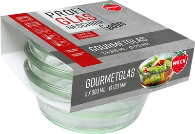Image de lot de 3 bocaux gourmet Gastropack 300 ml Weck, sans couvercle 76126