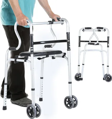Produktbild von Jopassy Rollator Gehhilfe faltbar, Leichtgewicht Laufhilfe, aus Aluminium bis 180 kg, Höhenverstellbar