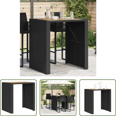 Produktbild von The Living Store Gartentisch mit Holzplatte Schwarz 105x80x110 cm Poly Rattan