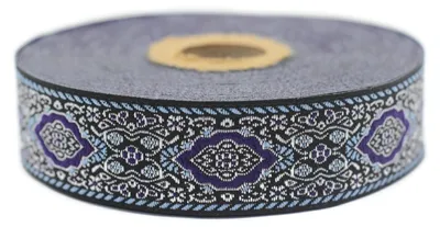 Produktbild von Jacquard-Webband – 25 mm breit – Lila und Hellblau – 10 Meter