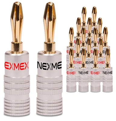 Produktbild von NEXMEX Bananenstecker 4mm schraubbar 24K vergoldet Lautsprecherkabel 18x Stecker