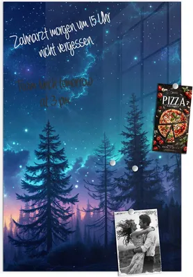 Produktbild von Magnettafel 40x60cm Pinnwand Whiteboard beschreibbar - Nachthimmel Wald