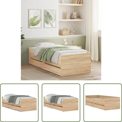Produktbild von The Living Store Bettgestell mit Schubladen Sonoma-Eiche 90x200 cm