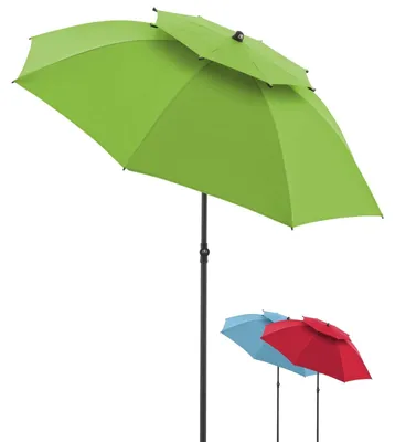 Produktbild von Grüner Sonnenschirm, 200 cm | Für Strand, Balkon und Terrasse | Höhenverstellbar | Mit UV-Schutz und neigbar | Für Strand und Pool | Strandsonnenschirm