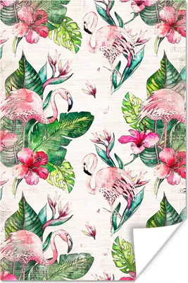Produktbild von MuchoWow® Poster Rosa - Muster - Flamingo 120x180 cm - Kunstposter