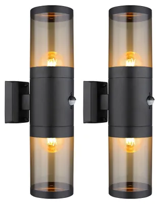 Produktbild von 2er Set Außenlampe, Up and Down Strahler, Edelstahl, schwarz, H 42cm