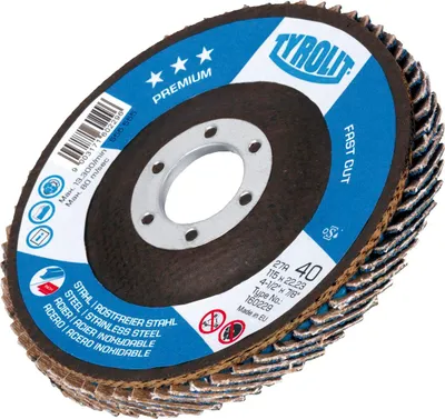 Zdjęcie produktu dla Krążek ścierny listkowy Fastcut Premium***firmy TYROLIT o średnicy 125 mm i ziarnistości 40