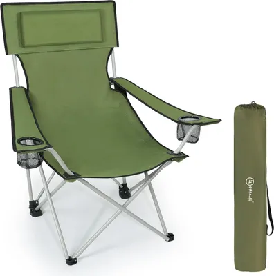 Produktbild von Faltbarer, grüner Campingstuhl mit Armlehnen und Getränkehalter