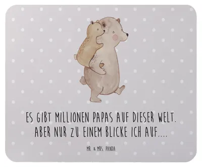 Produktbild von Mr. & Mrs. Panda Mousepad Papa Bär - Grau Pastell - Geschenk, Vatertag, Geburtstag, mauspad pc, Vorbild, computermatte, Mouse Pad, Muttertag, mousematte
