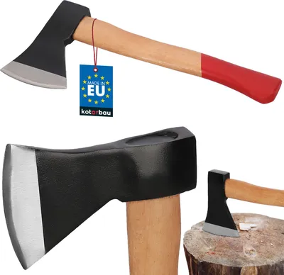 Produktbild von KOTARBAU® Doppelt verkeilte Axt zum Holzhacken 800 g Axt aus Stahl mit imprägniertes Holzstiel Handbeil mit Schneidschutz Universalaxt zur Bearbeitung von Holz Spalthammer Survival Axt Hatchet Camping