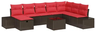 Immagine prodotto di Set di divani da giardino vidaXL, 9 pezzi, color marrone, in rattan sintetico