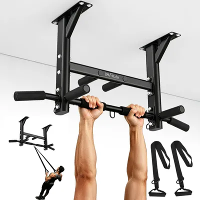 Produktbild von Verstellbare Deckenhalterung – Tragfähigkeit: 300 kg – Legierter Stahl – Schwarz – Für Heimfitnessgeräte und Fitnessstudios